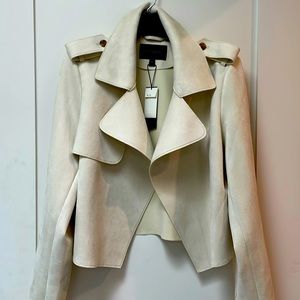 Vegan suede cream cropped swing jacket